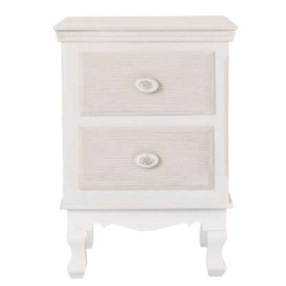 An Image of Jule 2 Drawer Bedside Table White/Natural