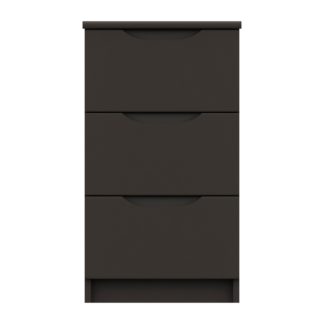 An Image of Legato Graphite Gloss 3 Drawer Bedside Table Black