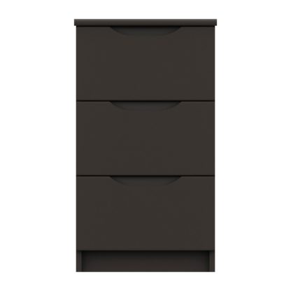 An Image of Legato Graphite Gloss 3 Drawer Bedside Table Black