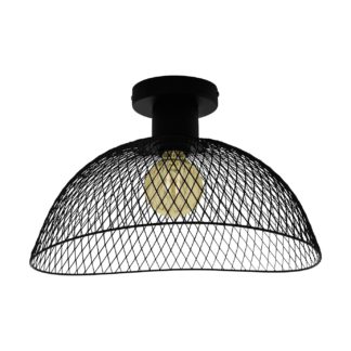 An Image of Eglo Pompeya Mesh Flush Ceiling Light - Black