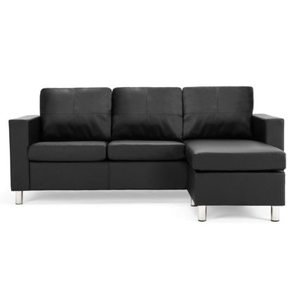 An Image of Zara Reversible Faux Leather Corner Chaise Black