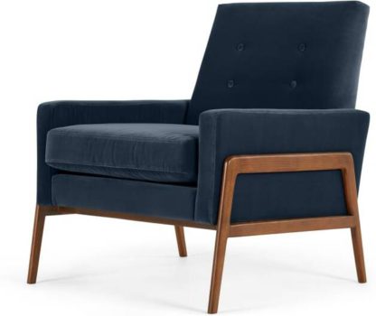 An Image of Cecil Accent Armchair, Cotton Velvet Navy