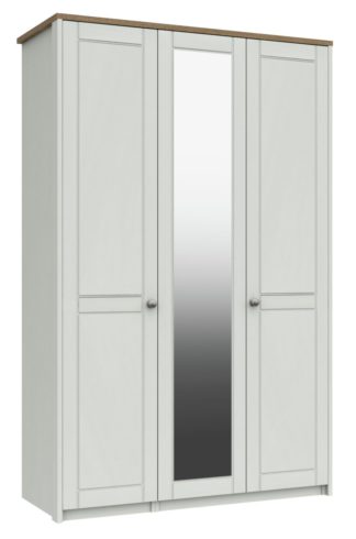 An Image of Kielder 3 Door Mirror Wardrobe - White