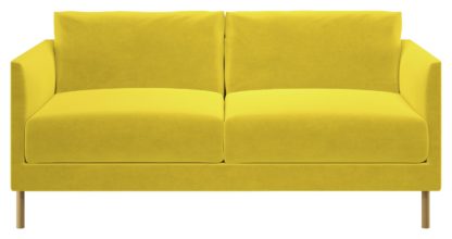 An Image of Habitat Hyde 2 Seater Velvet Sofa - Green