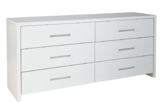 An Image of Habitat Broadway 3+3 Drawer Chest - White Gloss & White