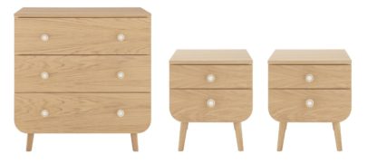 An Image of Habitat Etta 2 Bedside Table & 3 Drawer Chest Set - Oak