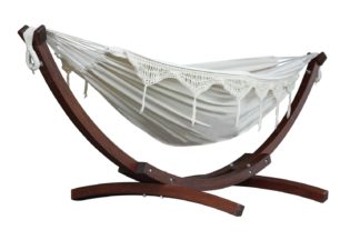 An Image of Vivere Solid Wood Hammock - Natural
