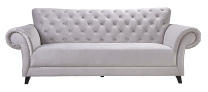 An Image of Argos Home Chelsea 3 Seater Velvet Sofa - Grey