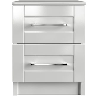An Image of One Call Colby Gloss 2 Drawer Bedside Table - White