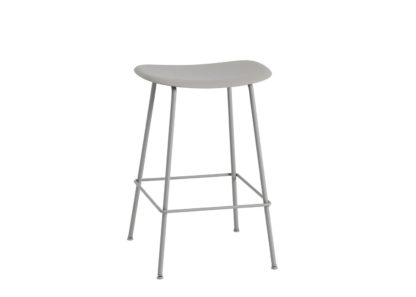 An Image of Muuto Fiber Counter Stool Without Backrest Black Tube Base Black Seat