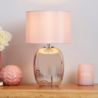 An Image of Seychelles Mini Blush Pink Table Lamp Blush