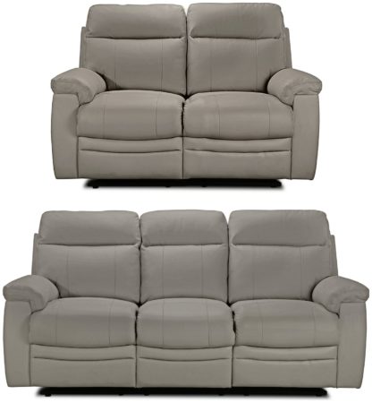 An Image of Argos Home Paolo 2 & 3 Seater Manual Recliner Sofas - Grey
