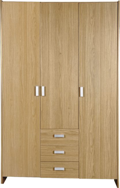 An Image of Argos Home New Capella 3 Door 3 Drawer Wardrobe - White