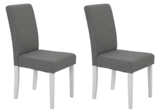 An Image of Habitat Pair of Tweed Mid Back Dining Chair -Grey & White