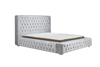 An Image of Birlea Grande Crushed Velvet Kingsize Bed Frame - Steel