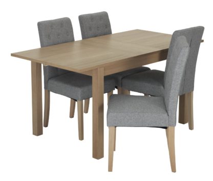 An Image of Habitat Clifton Extending Table & 4 Button Chairs - Grey