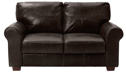 An Image of Habitat Salisbury 2 Seater Leather Sofa - Dark Brown