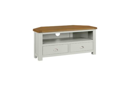 An Image of Habitat Kent 2 Drawer Corner TV Unit - Oak and Cream