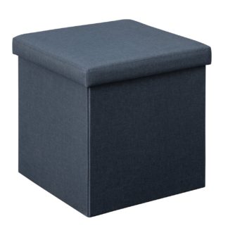 An Image of Argos Home Small Fabric Ottoman - Navy