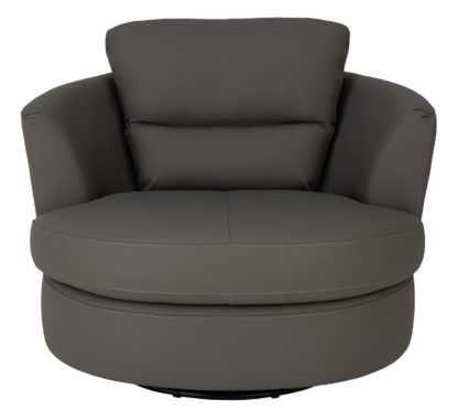 An Image of Argos Home New Trieste Leather Mix Swivel Chair - Grey