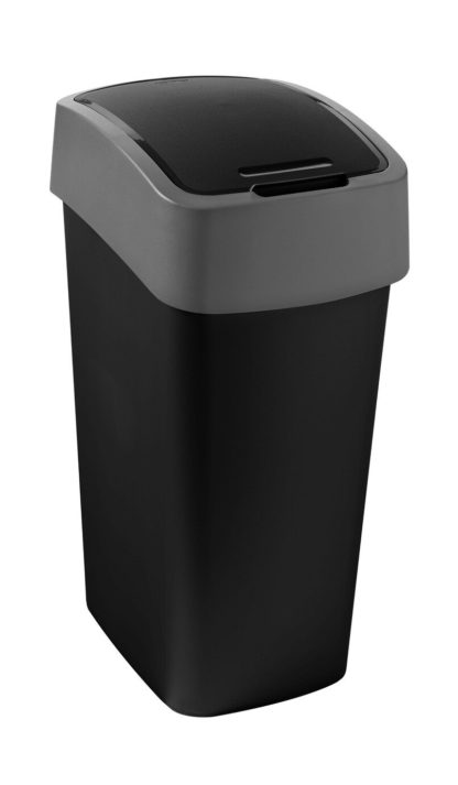 An Image of Curver Pacific 45 Litre Flip Top Kitchen Bin - Black