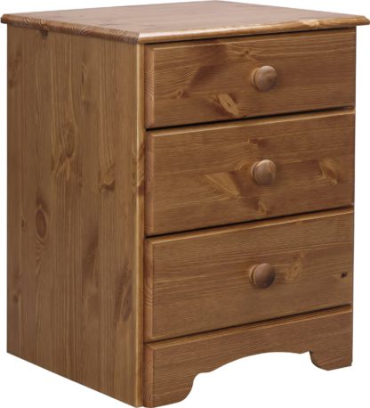 An Image of Argos Home Nordic 3 Drawer Bedside Cabinet - Pine