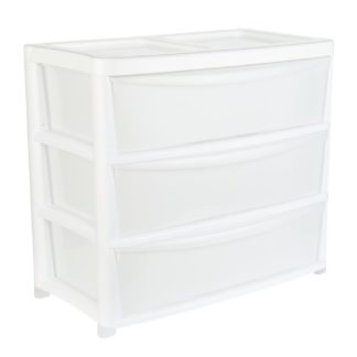 An Image of Argos Home Gloss Jumbo Wide Plastic Storage 3 Drawer - White