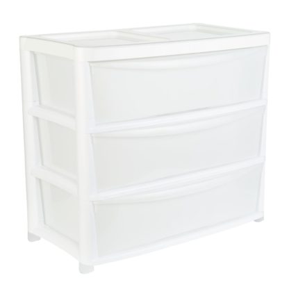 An Image of Argos Home Gloss Jumbo Wide Plastic Storage 3 Drawer - White