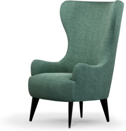 An Image of Bodil Accent Armchair, Duck Egg Blue with Black Wood Leg