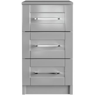 An Image of One Call Colby Gloss 3 Drawer Bedside Table - Grey