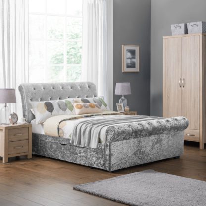 An Image of Verona Velvet Bed Frame Silver