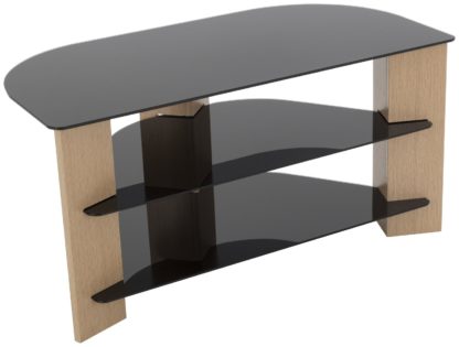 An Image of AVF Up To 42 Inch TV Stand - Black Glass and Oak Effect