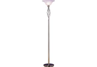 An Image of Argos Home Cameroon Uplighter Floor Lamp - Satin Nickel Eff