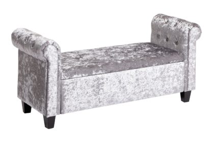 An Image of Argos Home Crushed Velvet Ottoman - Silver