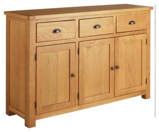 An Image of Habitat Kent 3 Door 3 Drawer Oak & Oak Veneer Sideboard