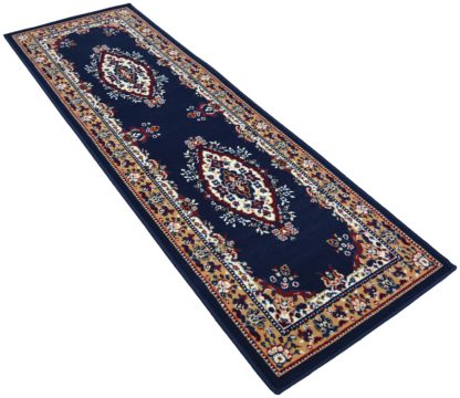 f21762dbd2e934abc97858cae9d2de7f2bccb03c40c4a2d5d9b6e444b2daf5b2-1.jpg An Image of Maestro Traditional Runner - 67x300cm - Navy.