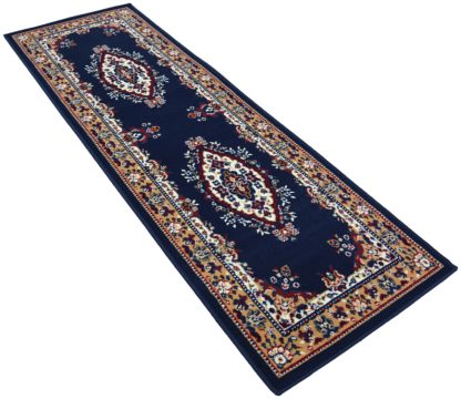 An Image of Maestro Traditional Runner - 67x300cm - Navy.