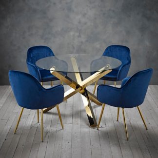 An Image of Laila 4 Seater Dining Set - Blue Blue