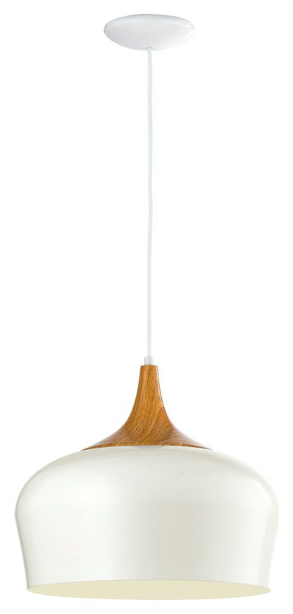 An Image of Eglo Obregon Pendant Light - Cream & Oak Effect