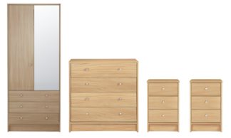 An Image of Habitat Malibu 4 Piece 2 Door Wardrobe Set - Beech Effect