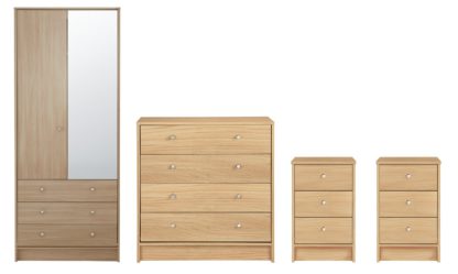 An Image of Habitat Malibu 4 Piece 2 Door Wardrobe Set - Beech Effect