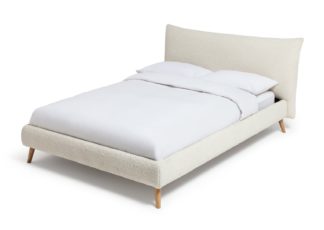 An Image of Habitat Marshmallow Double Bed Frame - White Boucle