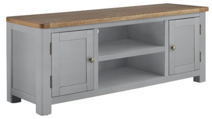 An Image of Habitat Kent 2 Door TV Unit - Light Grey