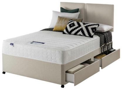 An Image of Silentnight Hatfield Kingsize Memory Foam 4 Drw Divan - Sand