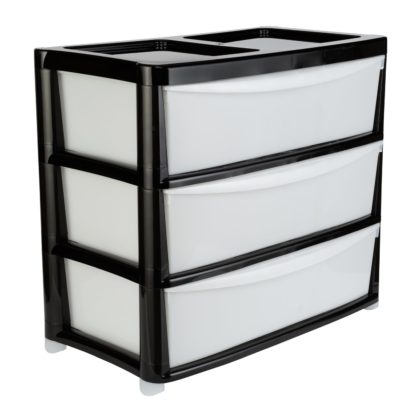 An Image of Argos Home Gloss Jumbo Wide Plastic Storage 3 Drawer - White