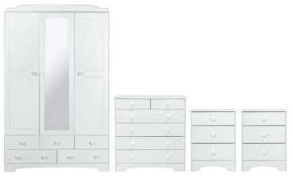 An Image of Argos Home Nordic 4 Piece 3 Door Wardrobe Set - Soft White