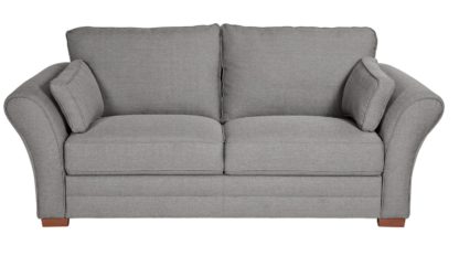 An Image of Argos Home Thornton 3 Seater Fabric Sofa - Light Grey