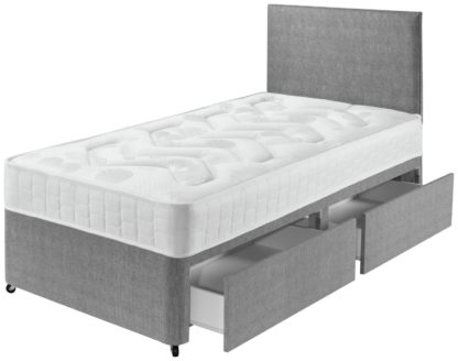 An Image of Argos Home Elmdon Single Deep Ortho 2 Drawer Divan - Grey