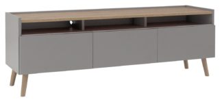 An Image of Habitat Skandi 3 Drawer TV Unit - Grey Two Tone