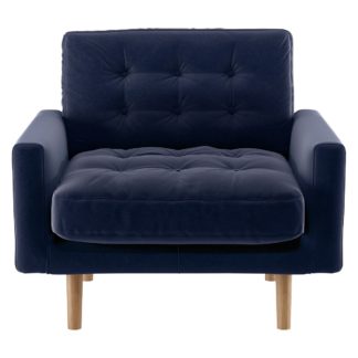 An Image of Habitat Fenner Navy Blue Velvet Armchair
